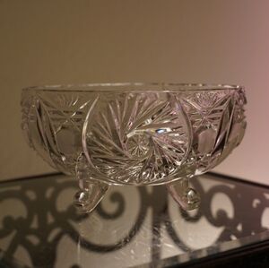 Cut Crystal Footed Decorative Bowl - Clear